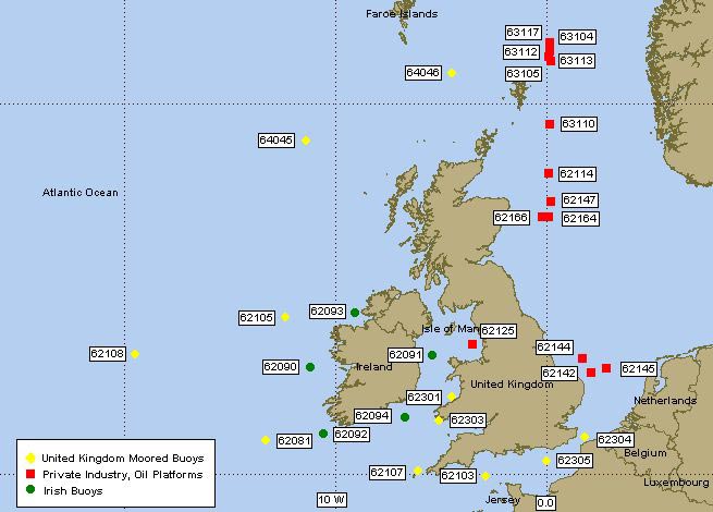 Mesomap of nearby weather buoys