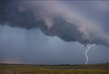 Lightening coming from a Shelf Cloud at leading edge of storm